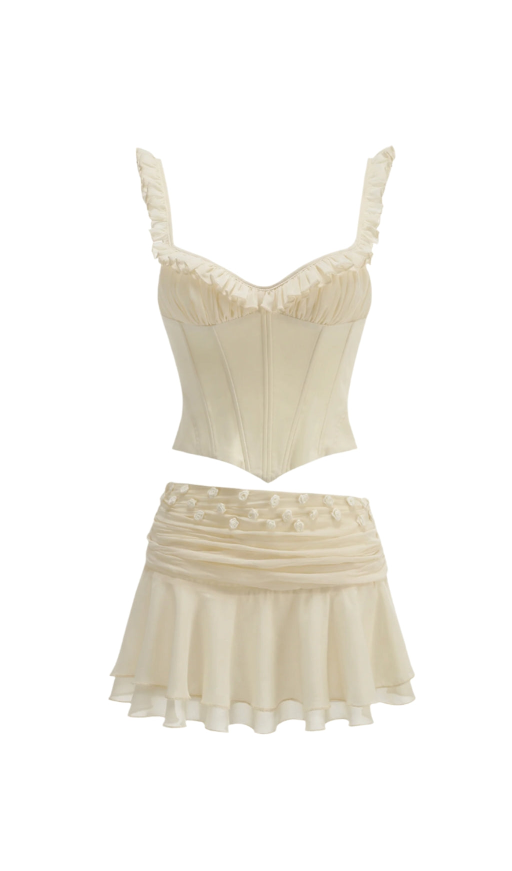 amelia Corset Lace Up Ruffle Skirt Set