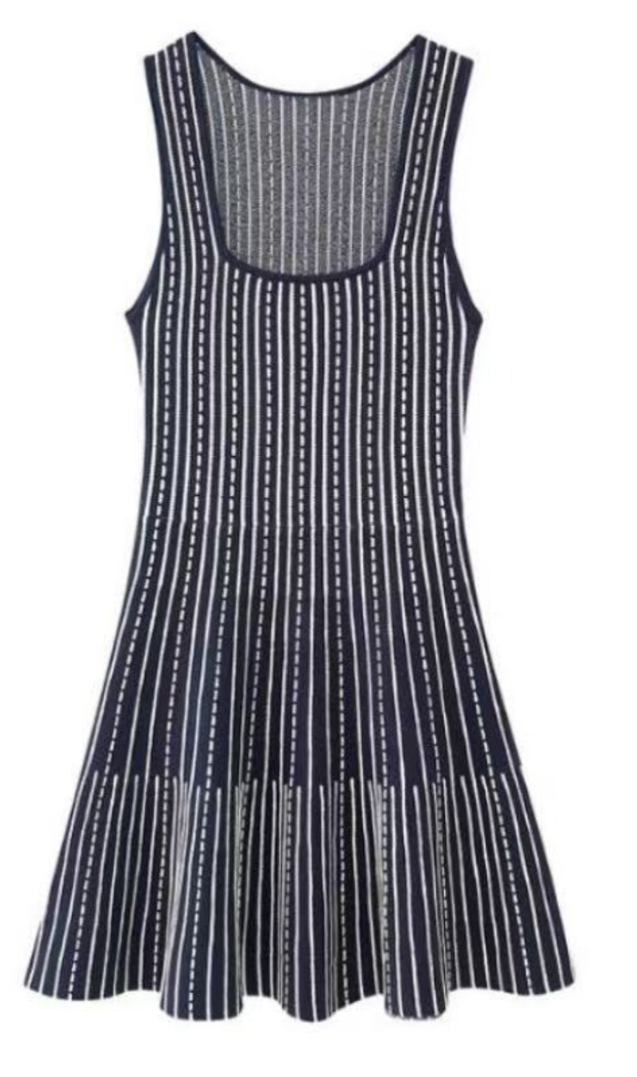 Striped knitted mini dress with straps
