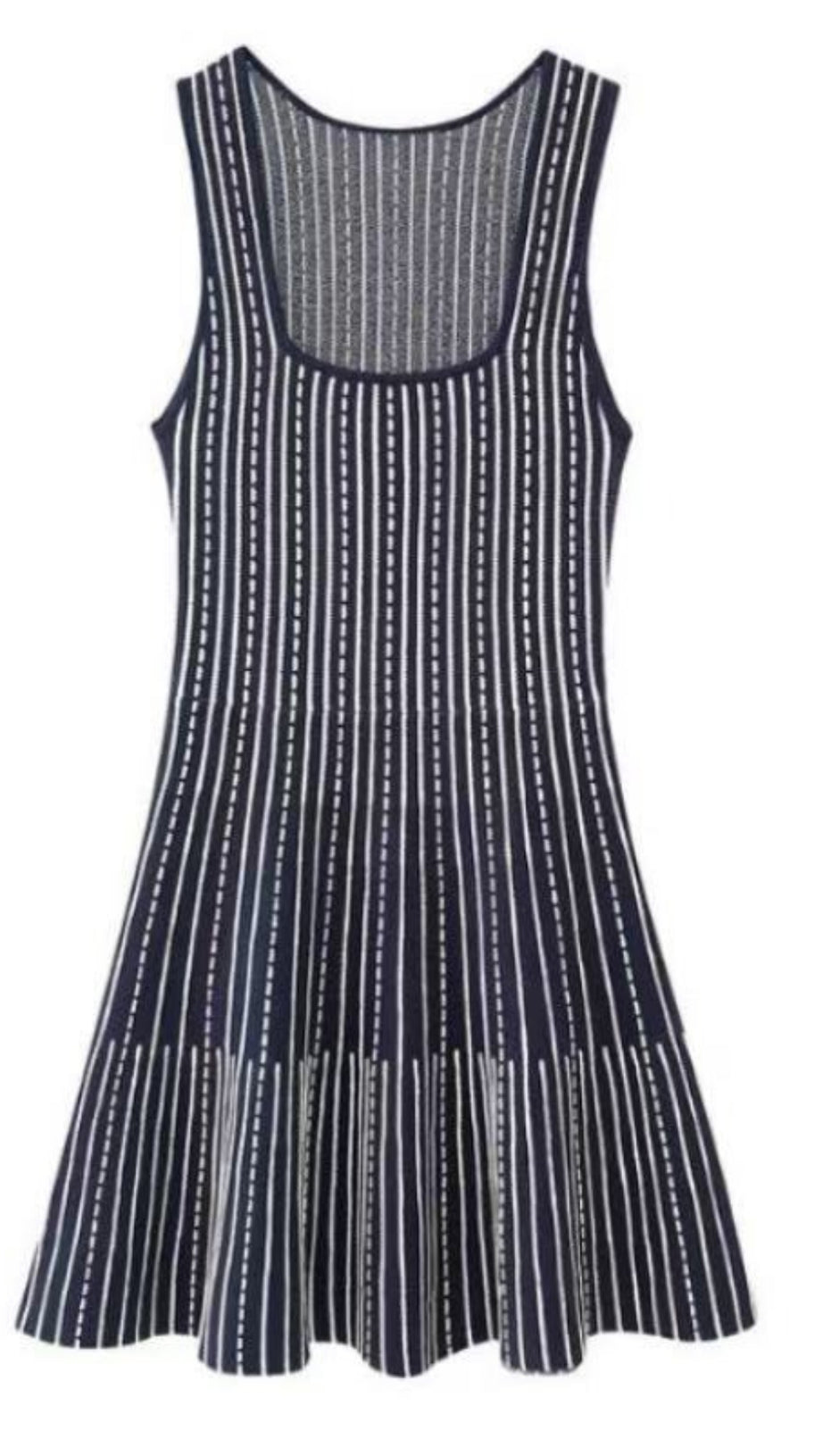 STRIPED KNITTED MINI DRESS WITH STRAPS