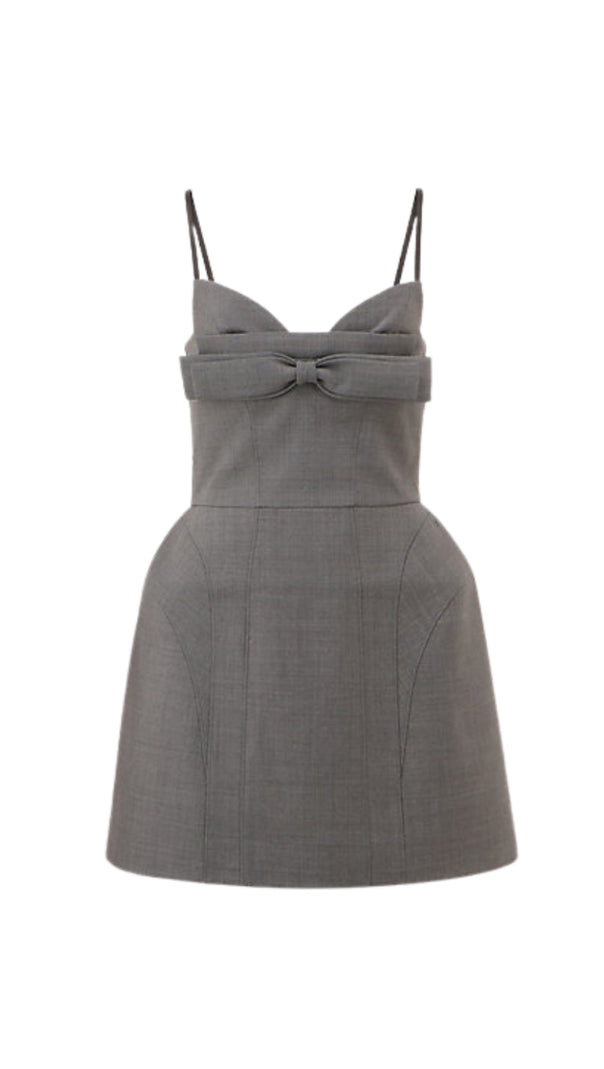 AIIZIE ARABELA BOW-EMBELLISHED MINI DRESS IN GREY - product image