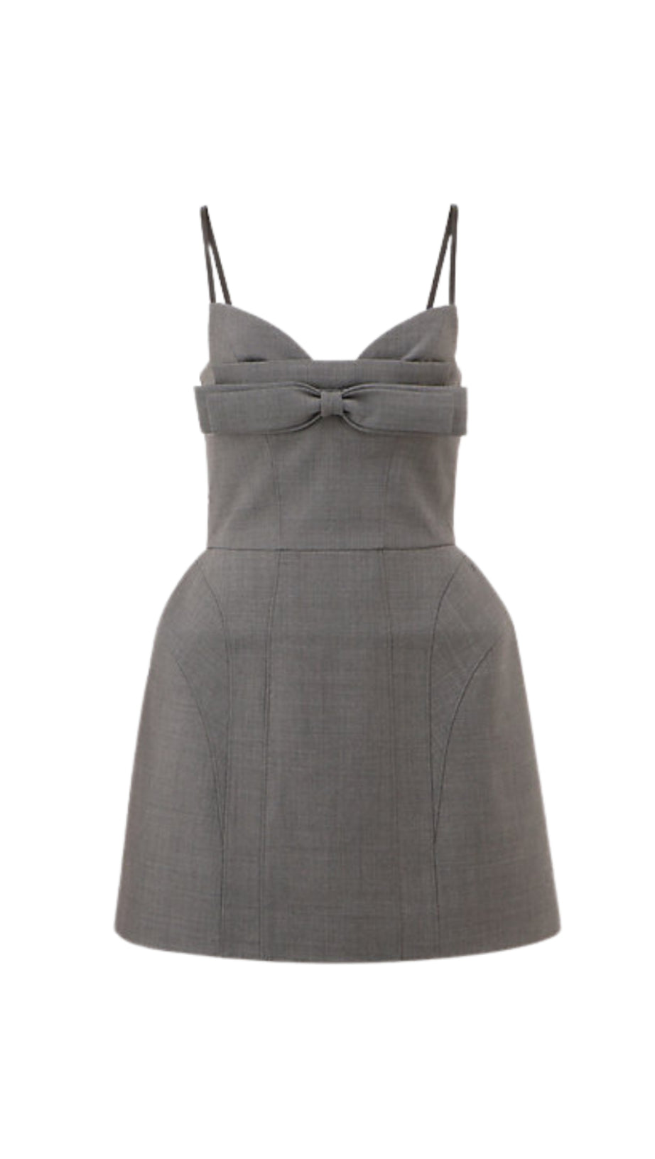 ARABELA BOW-EMBELLISHED MINI DRESS IN GREY