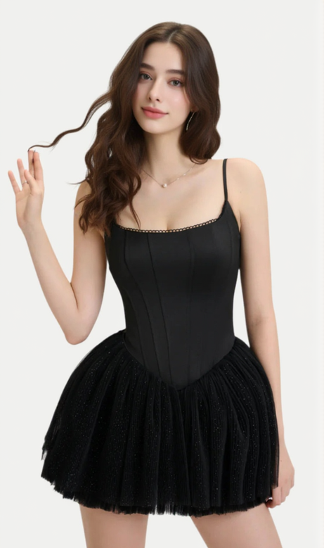 celeste lace bowknot backless mini dress in black