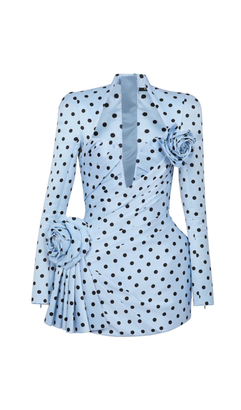 JENNY POLKA DOTS SATIN MINI DRESS IN BLUE