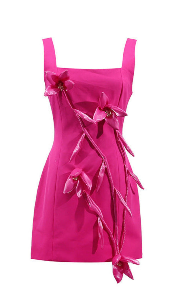 AIIZIE BETHANY 3D FLOWER SLEEVELESS MINI DRESS IN PURPLE - product image