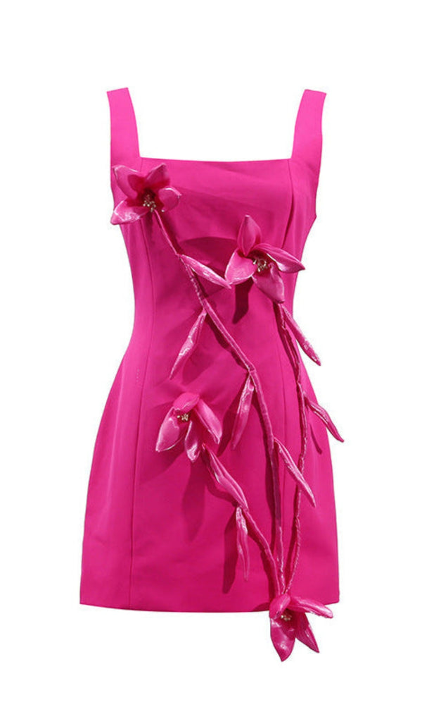 Bethany 3d flower sleeveless Mini Dress In Purple