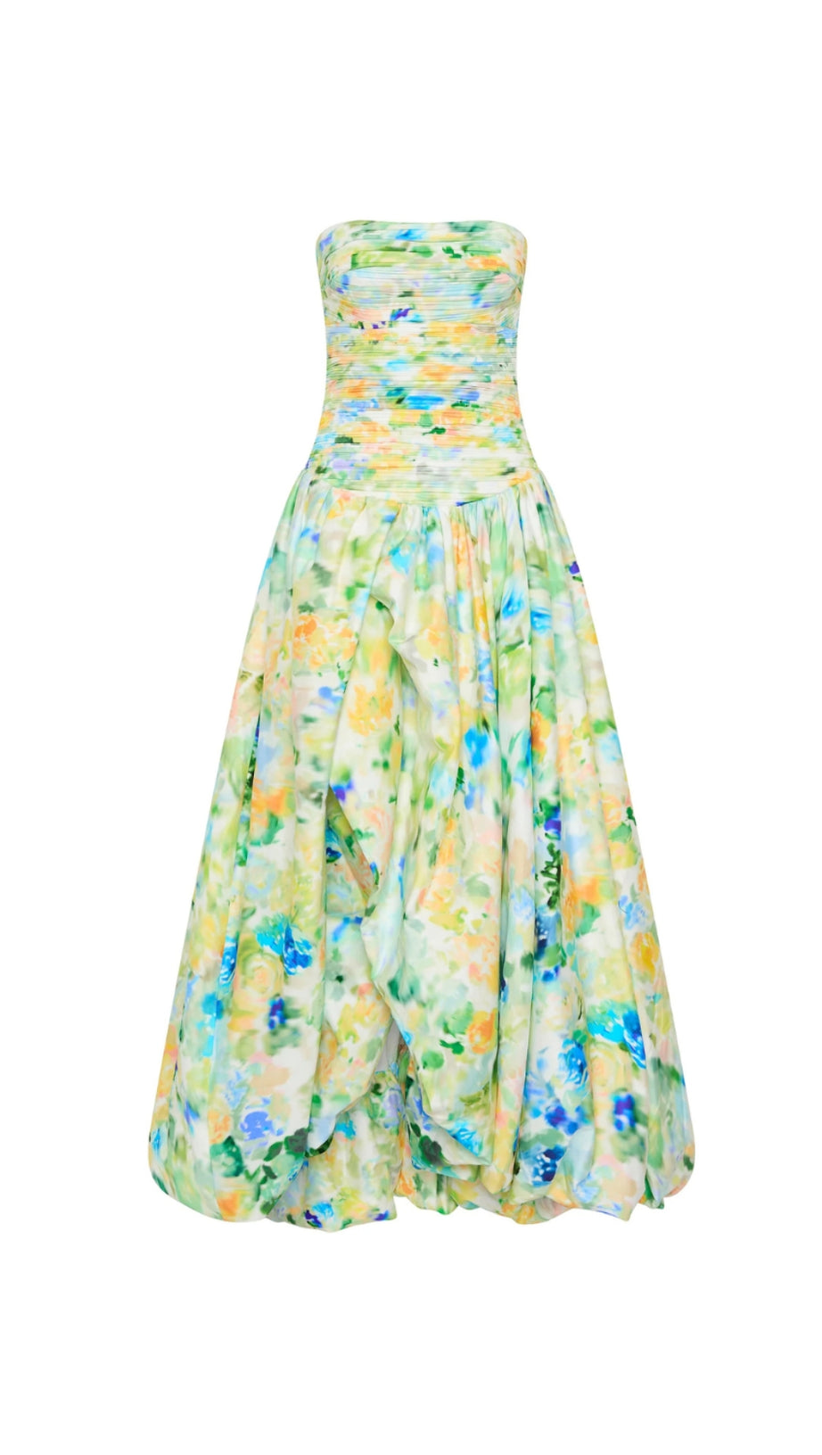NANCY VIOLETTE BUBBLE HEM MAXI DRESS IN GREEN AIIZIE NANCY VIOLETTE BUBBLE HEM MAXI DRESS IN GREEN AIIZIE