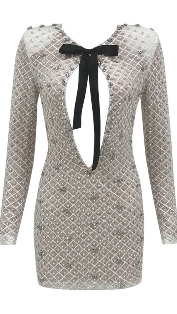 AIIZIE SEXY TUBE TOP MINI DRESS WITH PEARL EMBELLISHMENT - product image