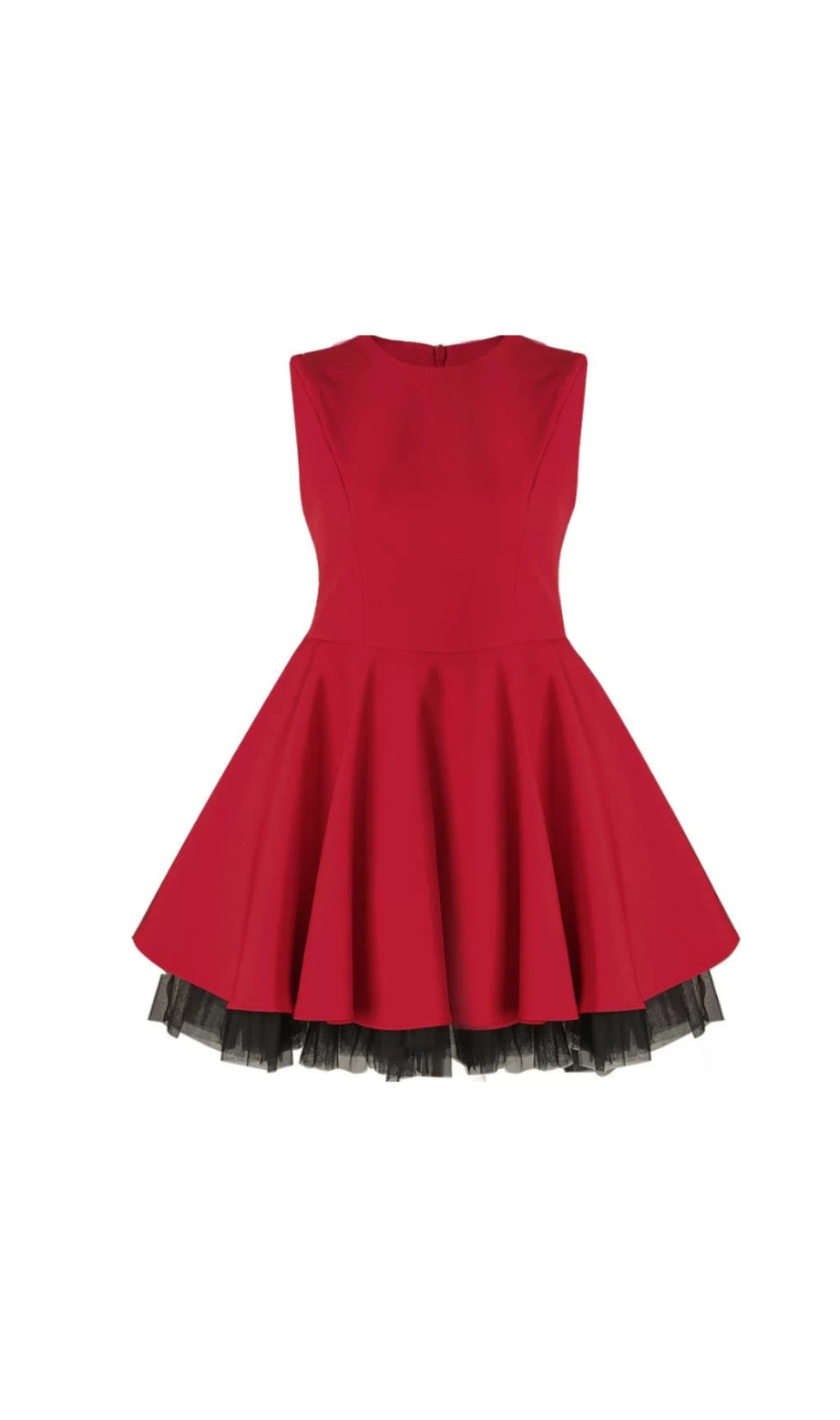 carol mesh stitching sleeveless tutu dress in red