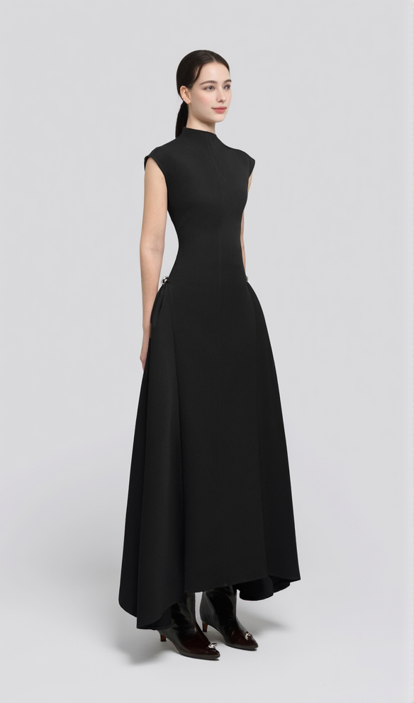 AIIZIE SKATER MAXI DRESS BLACK - product image