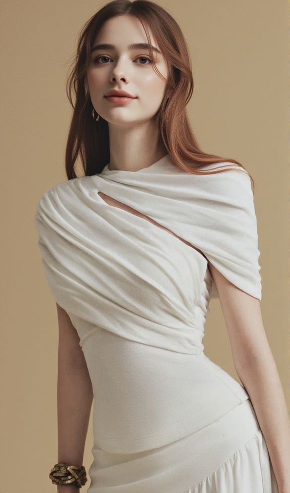 AIIZIE CASSIA ASYMMETRICAL RUCHED TOP MIDI SKIRT SET IN WHITE - product image