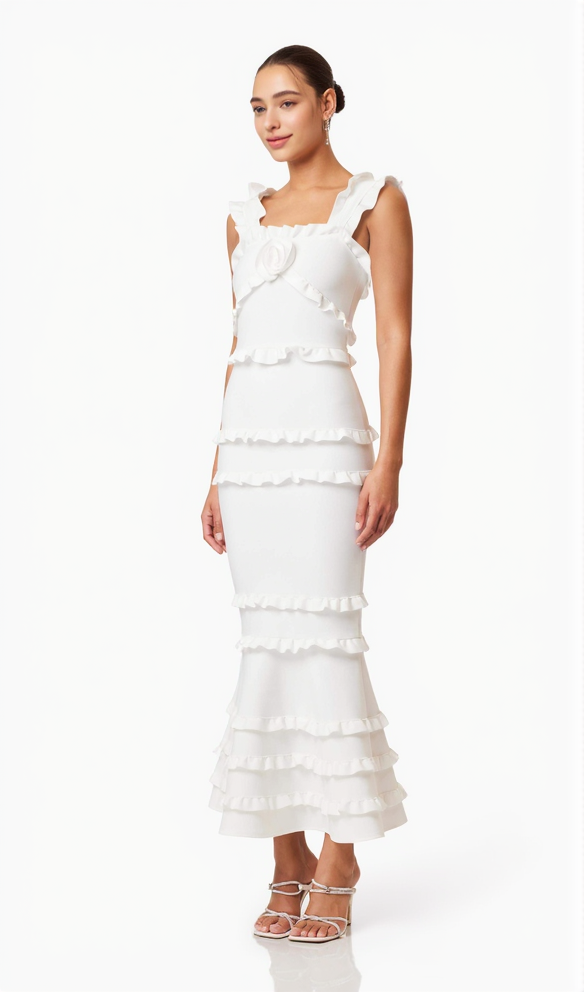 josephine Frill Maxi Dress in White