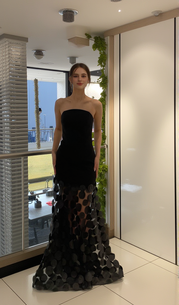 AIIZIE STRAPLESS A LINE MAXI DRESS BLACK - product image