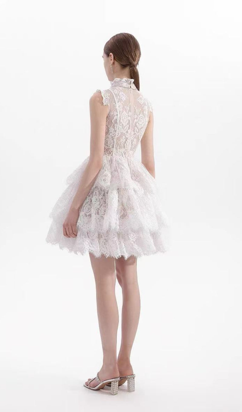 Sweet Sleeveless Lace Cake Dress