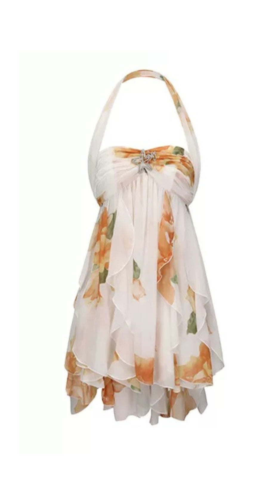 KATHERINE FLORAL HALTER BACKLESS MINI DRESS