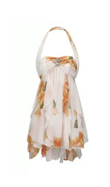 katherine Floral Halter Backless Mini Dress