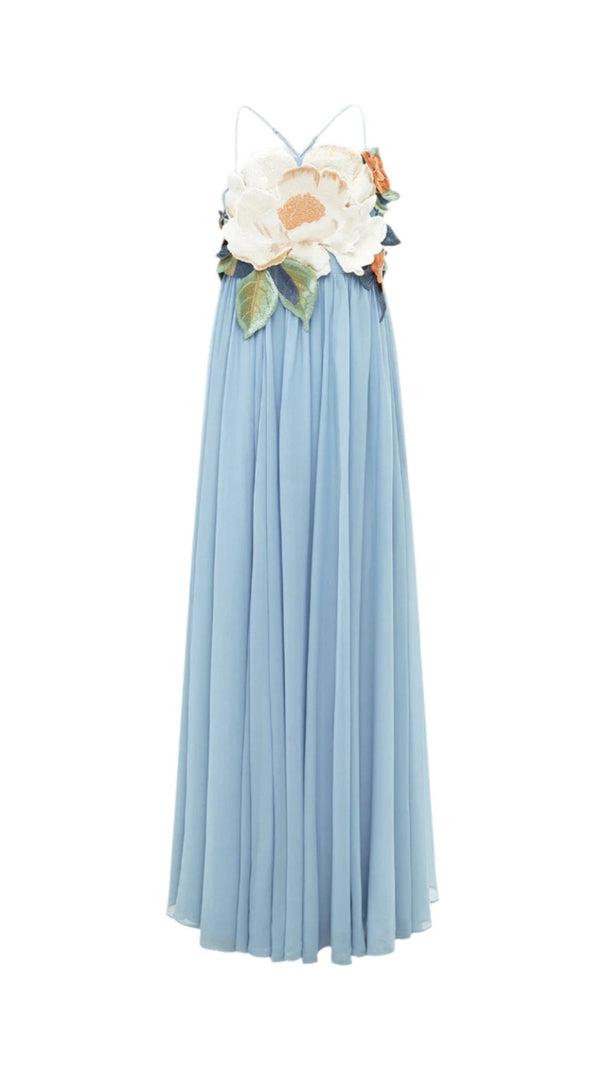 AIIZIE JOANNE APPLIQUÉ FLORAL MAXI DRESS IN POWDER BLUE - product image