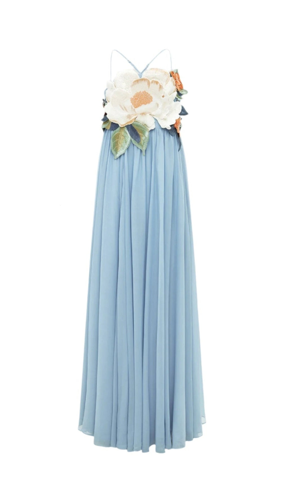 JOANNE APPLIQUÉ FLORAL MAXI DRESS IN POWDER BLUE