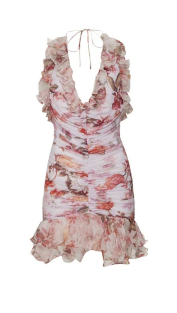 AIIZIE ARICES FLORAL STRETCH TULLE SLEEVELESS MINI DRESS - product image