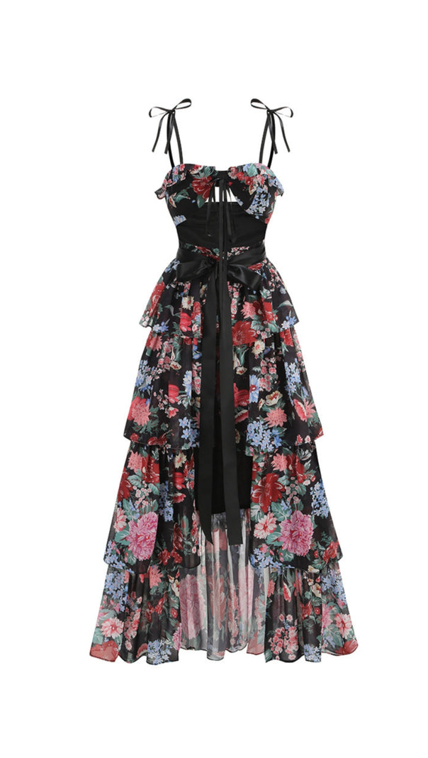 AIIZIE CARLIN FLORAL PRINT CUTOUT LAYER MAXI DRESS - product image