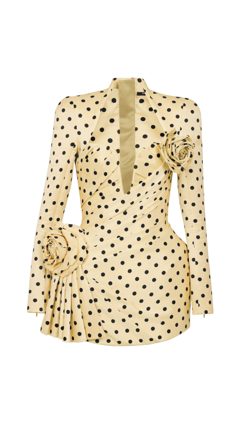 JENNY POLKA DOTS SATIN MINI DRESS IN YELLOW