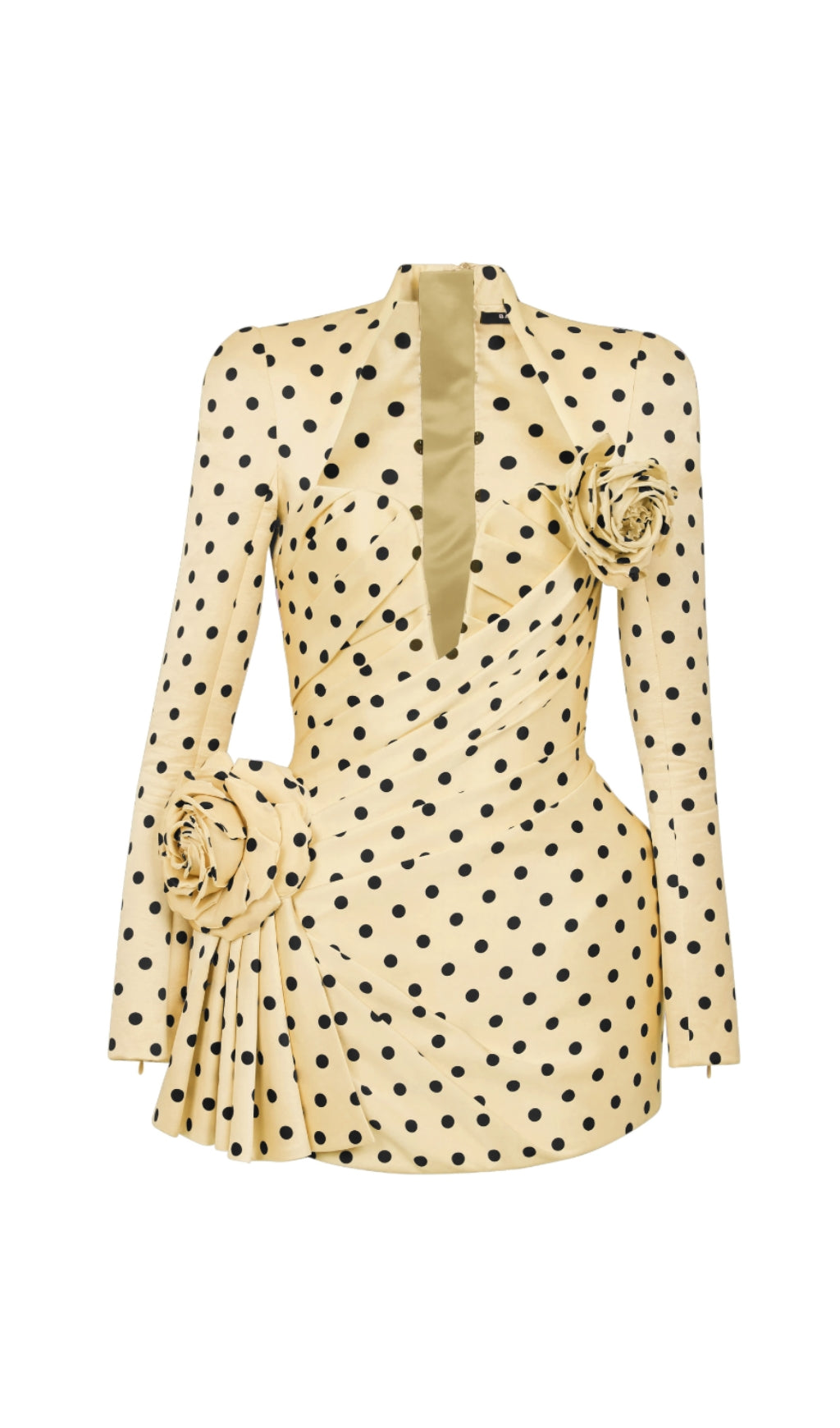 JENNY POLKA DOTS SATIN MINI DRESS IN YELLOW