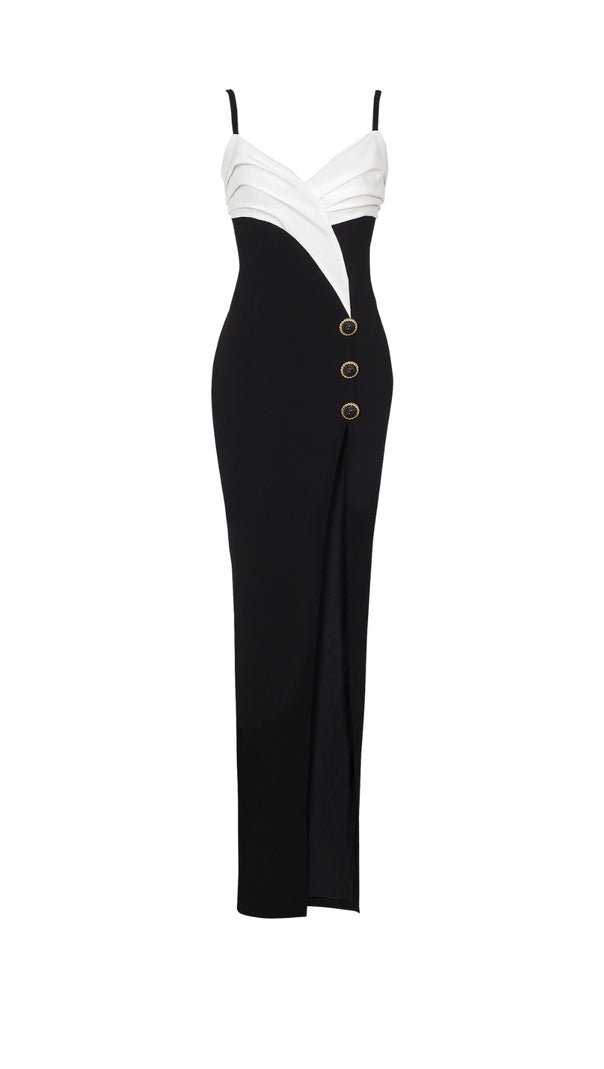 AIIZIE TWO-TONE CREPE MAXI DRESS WITH LEG SLIT - product image