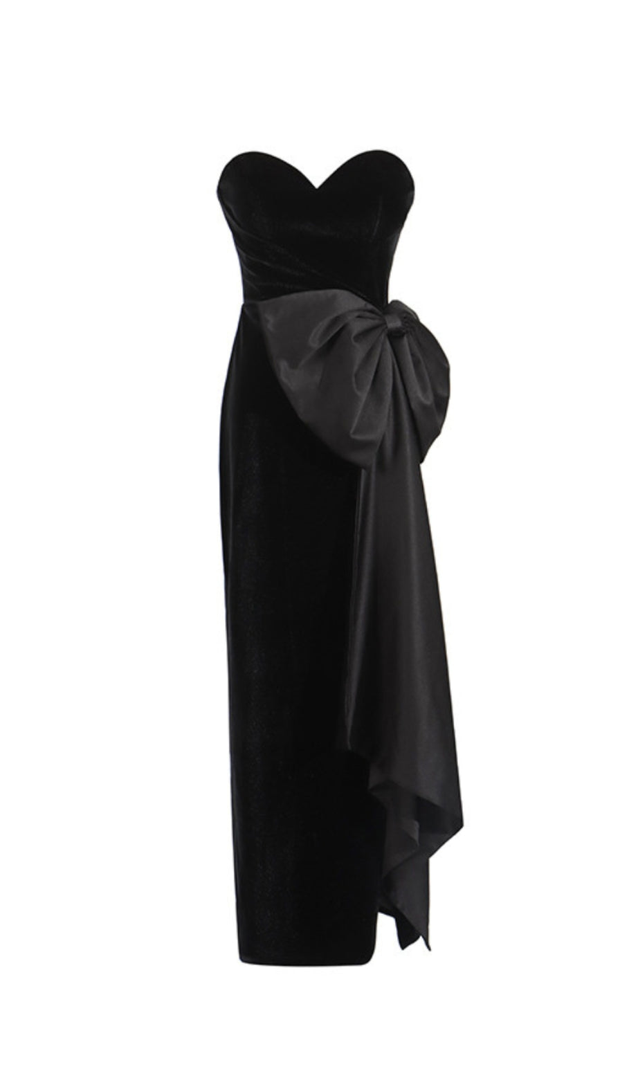 bow Irregular Asymmetric Sleeveless midi Dress in black