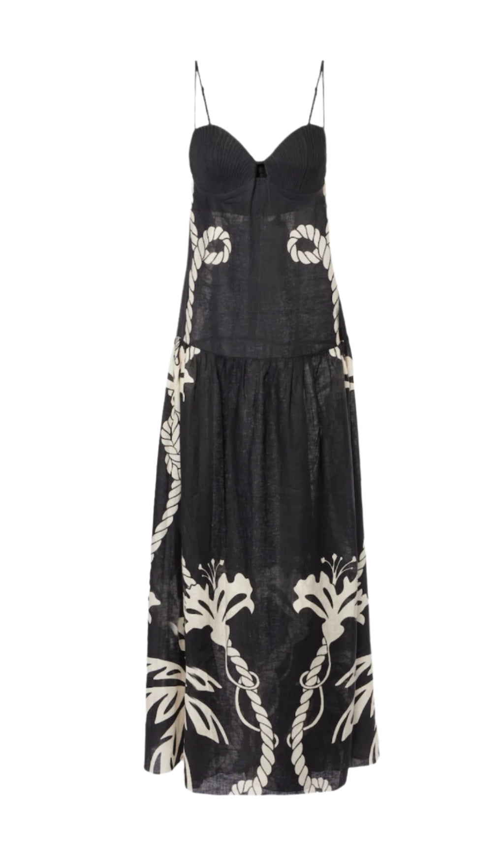 Maxikleid aus Leinen mit Lawerey-Print