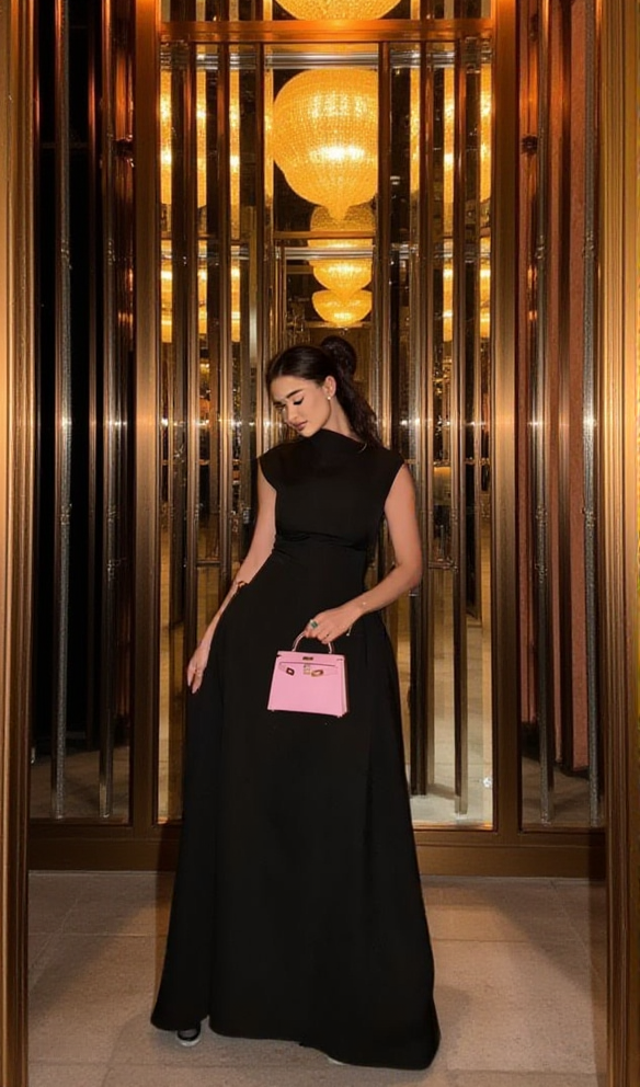 AIIZIE SKATER MAXI DRESS BLACK - product image