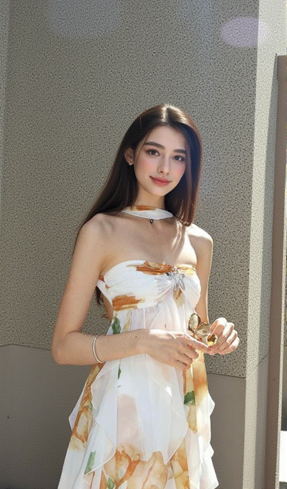 AIIZIE KATHERINE FLORAL HALTER BACKLESS MINI DRESS - product image