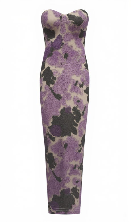 Off-shoulder with 3D mesh embroidered sequins Maxi Dress Purple