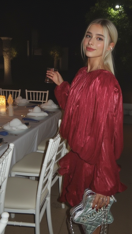 Rotes langärmliges Minikleid mit Schleife 