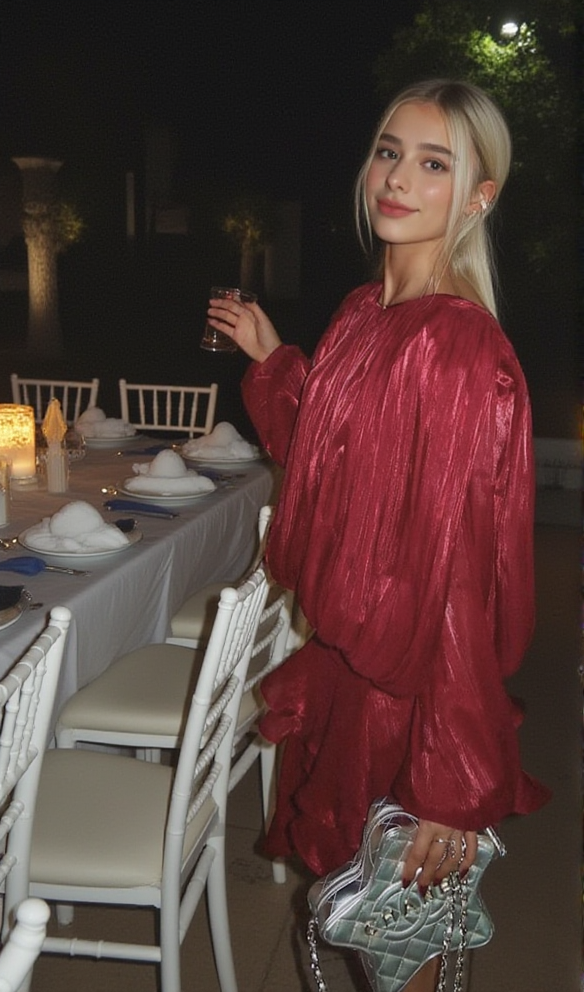 Red Long Sleeve Tie Mini Dress