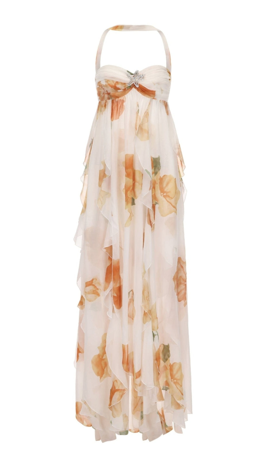 Joanna – Rückenfreies Maxikleid mit Blumenmuster und Schlitz