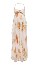 joanna Floral Halter Backless Split Maxi Dress