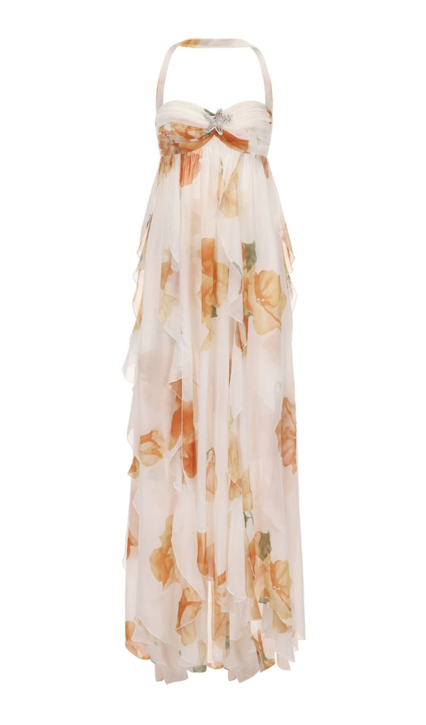 joanna Floral Halter Backless Split Maxi Dress