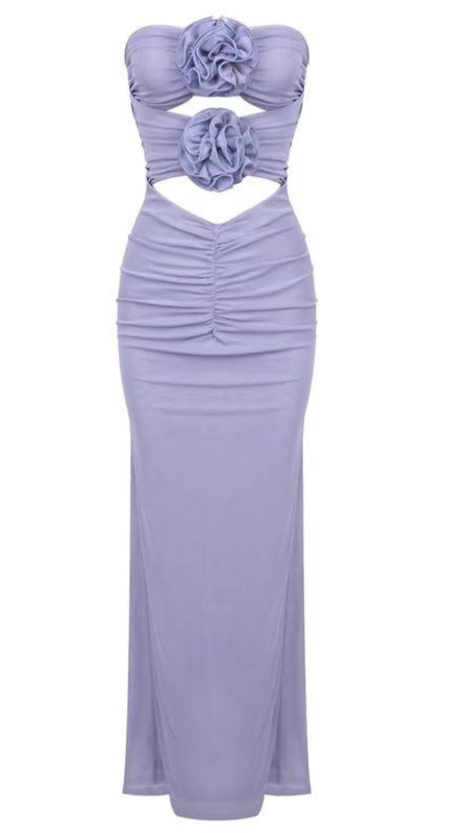 PURPLE 3D FLORAL MAXI DRESS