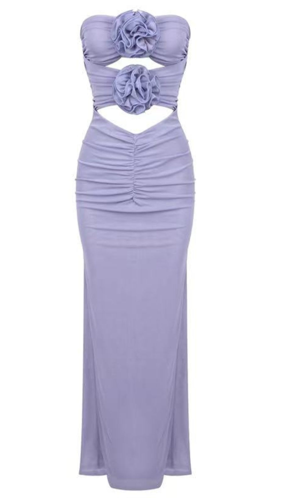 PURPLE 3D FLORAL MAXI DRESS