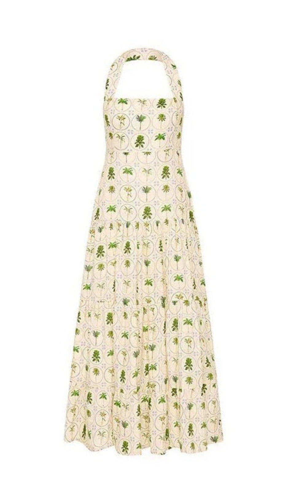 Neckholder-Maxikleid mit rückenfreiem Lagenmuster und Blumenmuster in Grün
