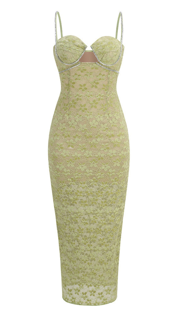 AIIZIE LACE CRYSTAL GREEN MIDI GOWNS - product image