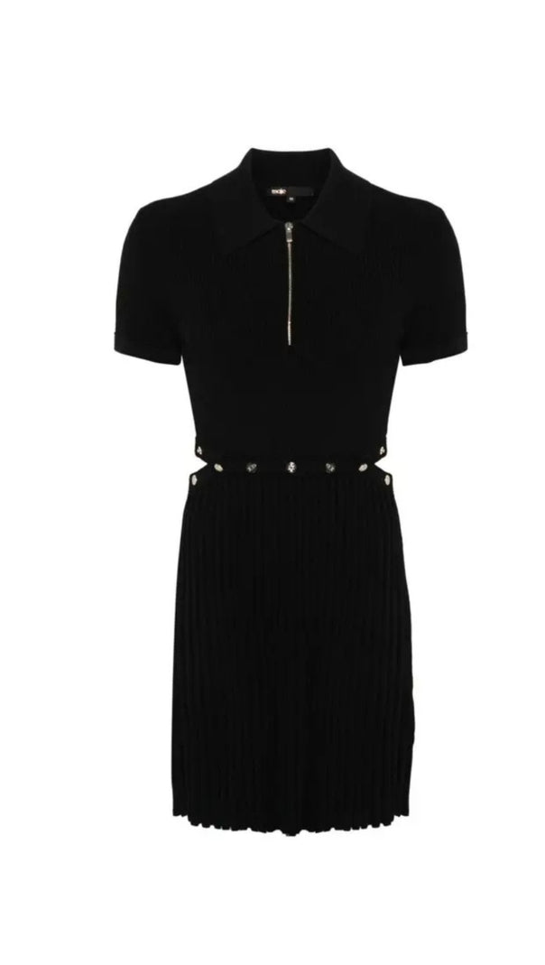 AIIZIE Gladys Knitted Pleated Mini Skirt in Black - product image