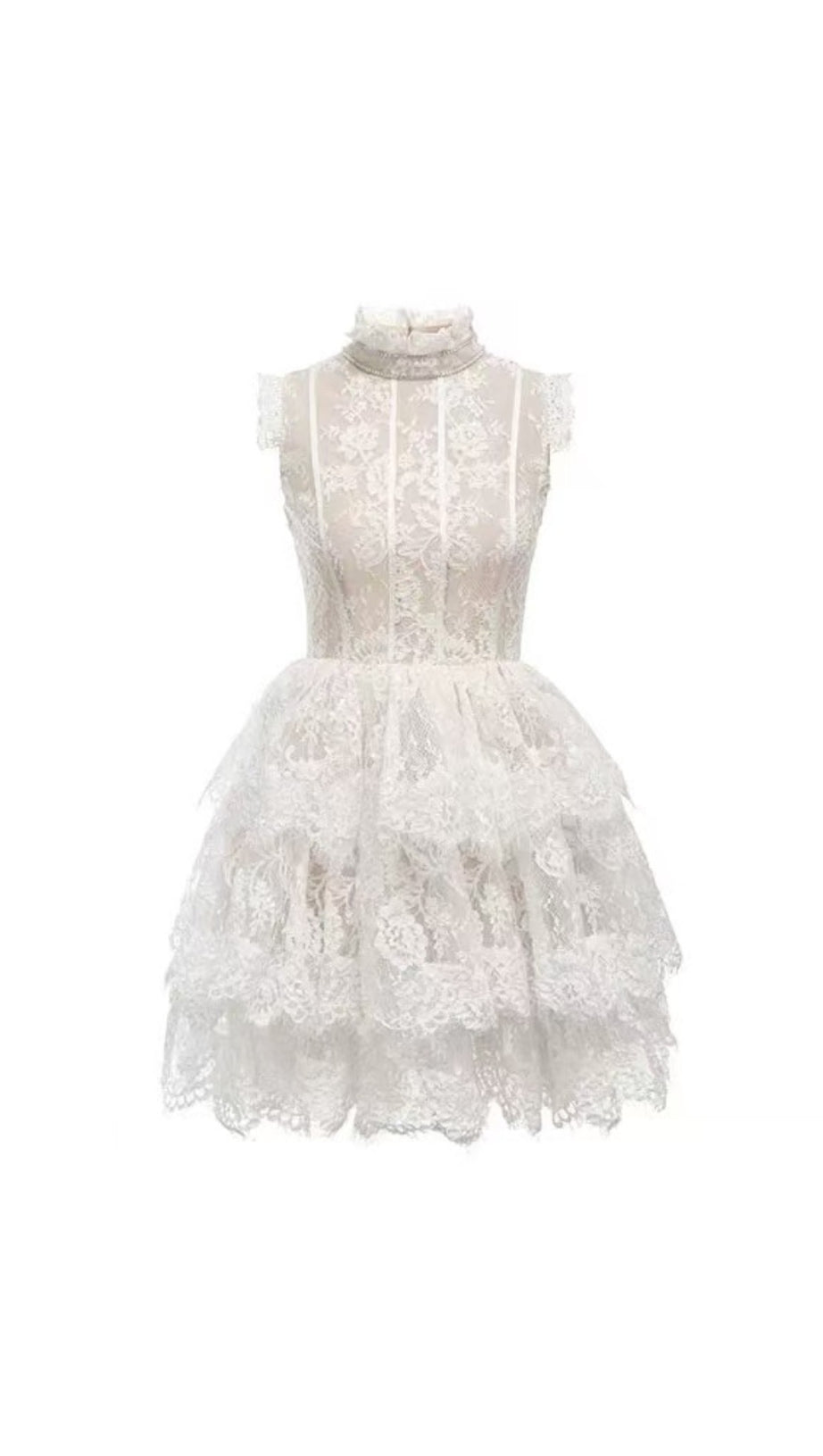 Süßes ärmelloses Spitzen-Kuchenkleid 