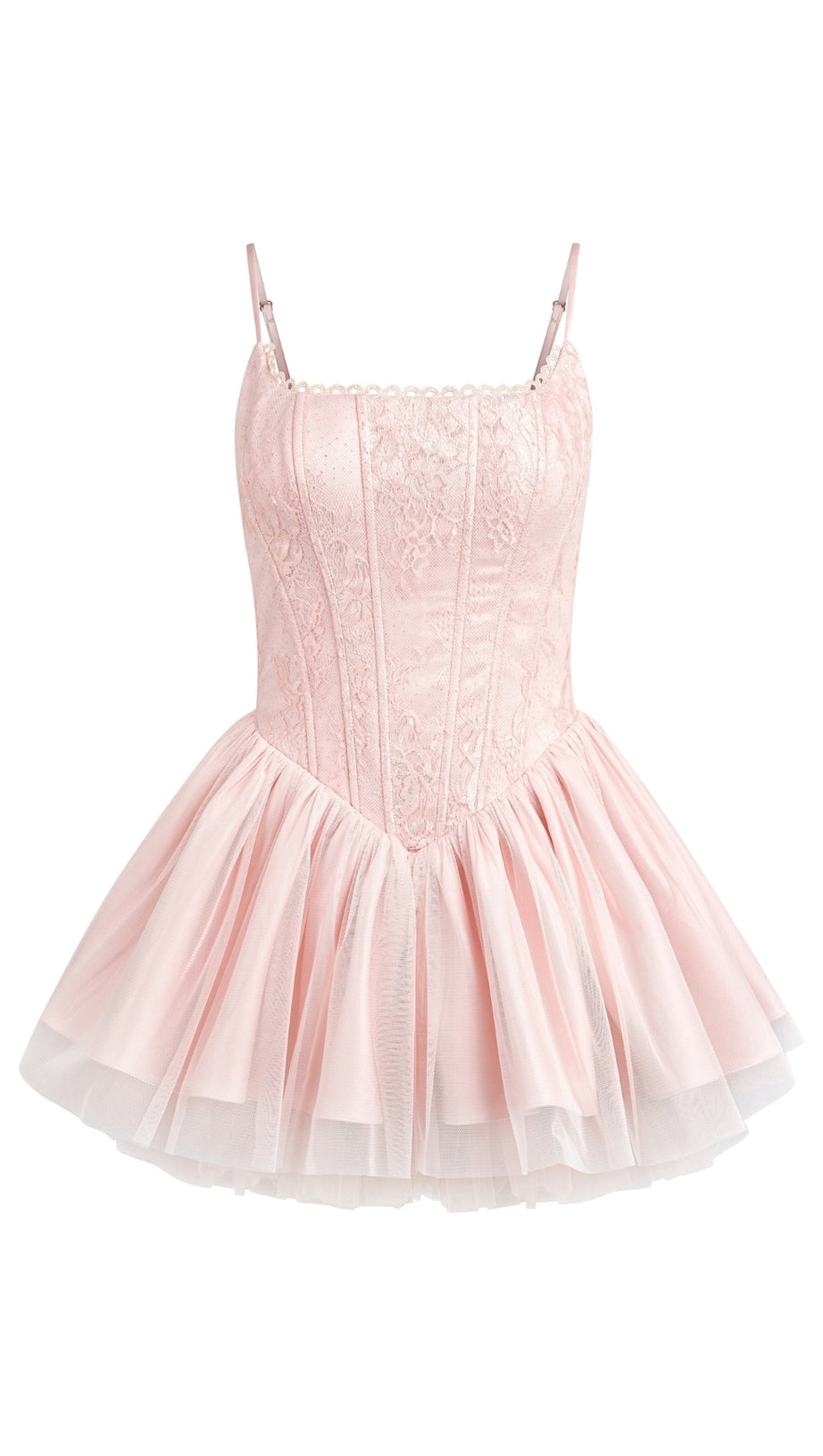 MINI ABITO SCOLLO A SCHIENA CON FIOCCO IN PIZZO CELESTE ROSA