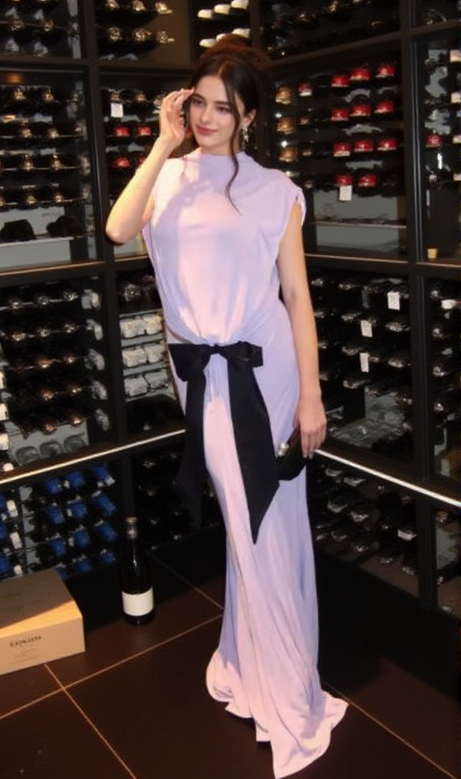 bernice Bow Patch Cut Backless Maxi Dress in purple
