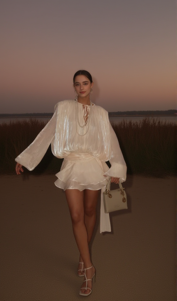 AIIZIE APRICOT LONG SLEEVE TIE MINI DRESS - product image