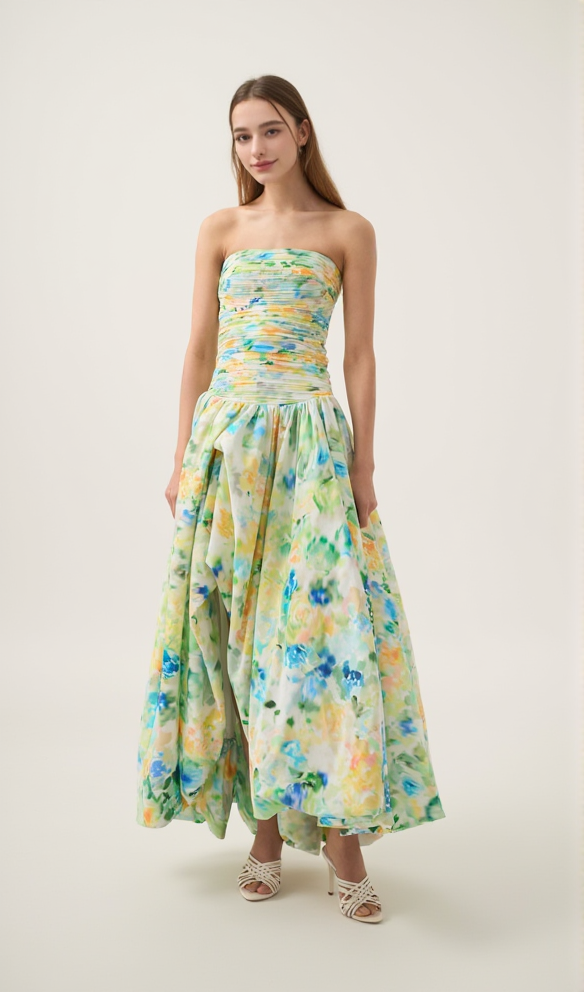 nancy violette Bubble Hem Maxi Dress in green