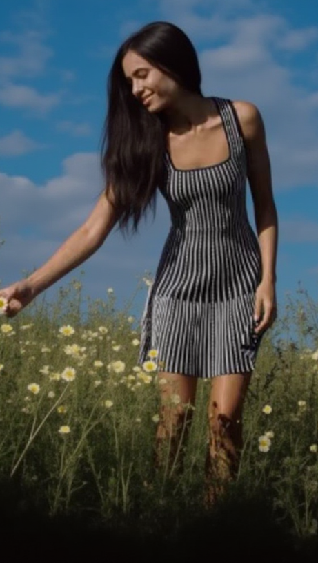 STRIPED KNITTED MINI DRESS WITH STRAPS