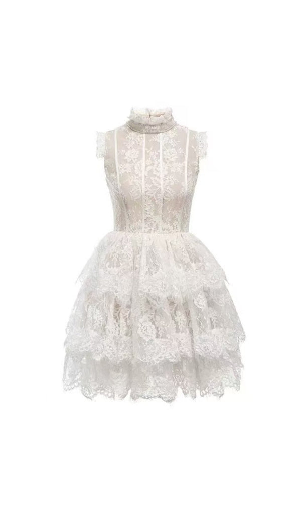 Sweet Sleeveless Lace Cake Dress