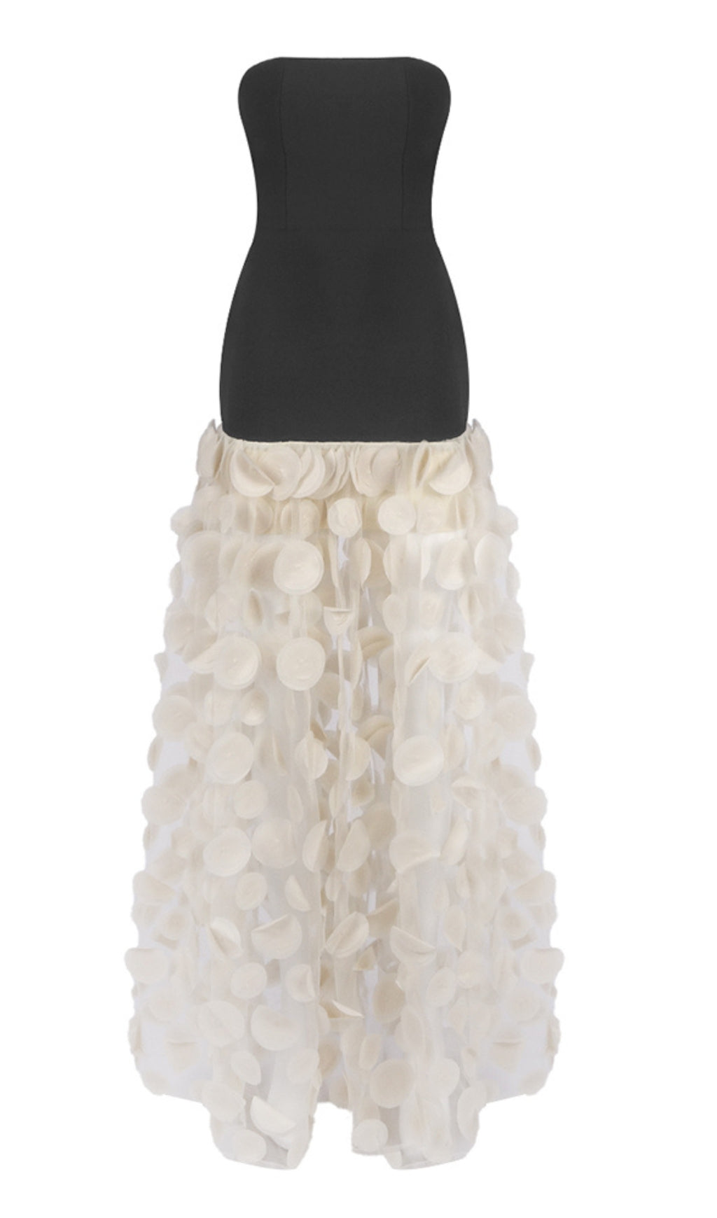 STRAPLESS A LINE MAXI DRESS APRICOT