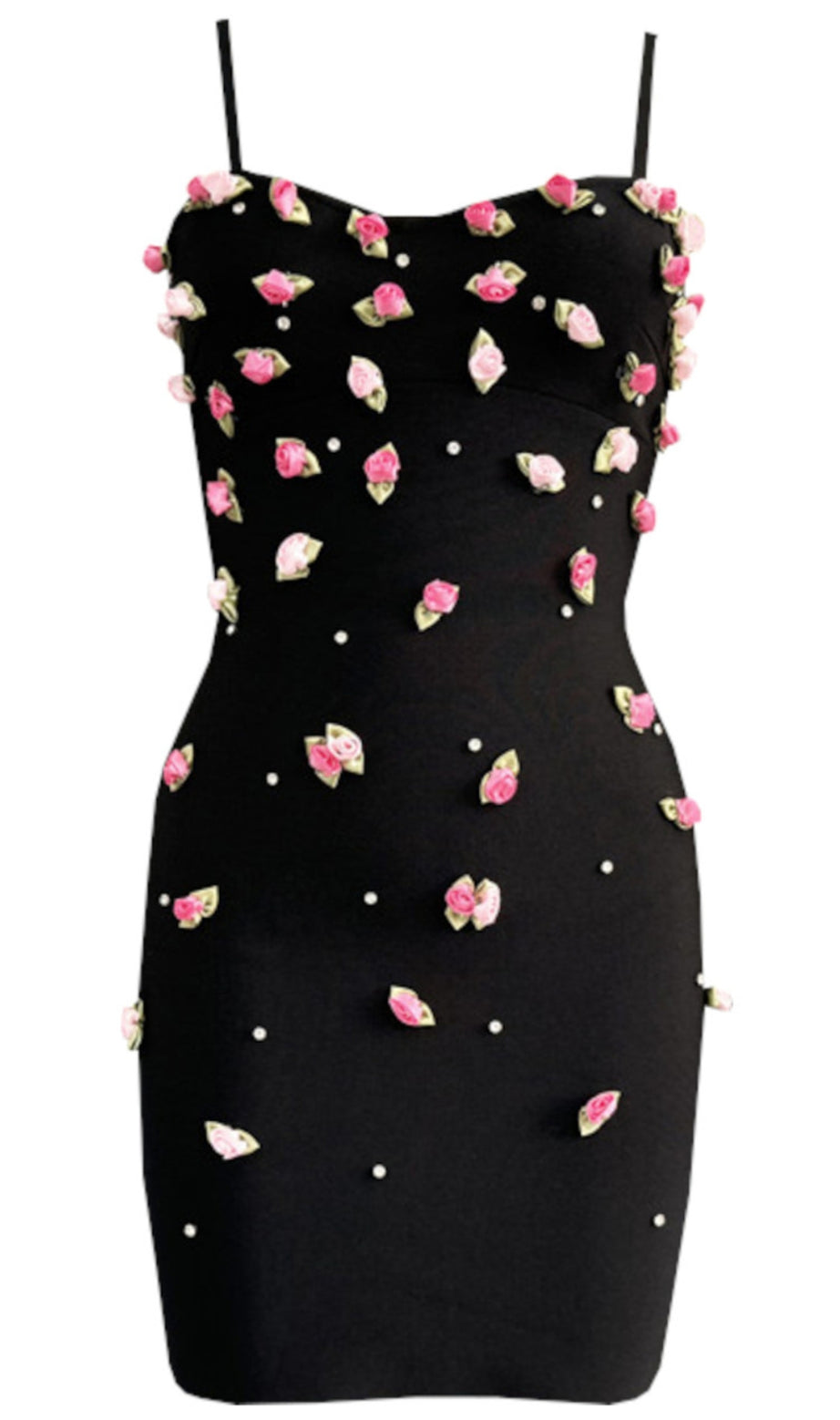 MINI abito floreale con perle nero 